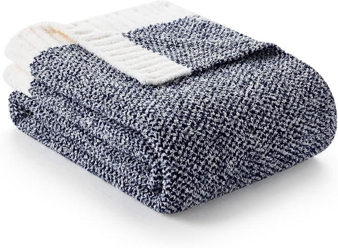 Snuggle Sac Heather Navy Oversized Twin-XL Size Blanket, Super Soft, 66x90 - Image 2