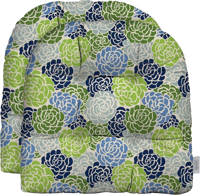 RSH DECOR: Tufted U-Shape Wicker Seat Cushions Set of 2 | 19” x 19” | by RSHDECOR