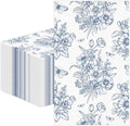 100 PCS Blue Floral Paper Napkins, Disposable Blue & White Flowers Bathroom by Unknown