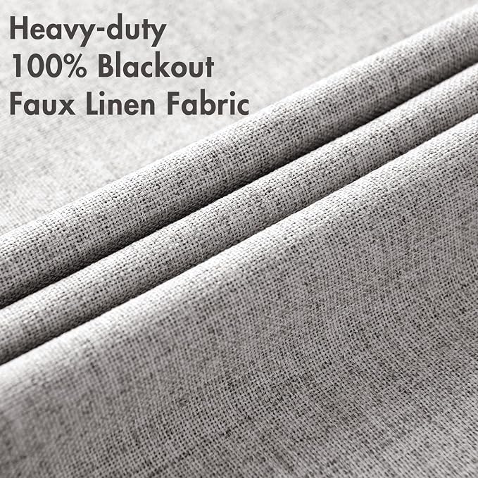 MIULEE Linen Texture Curtains for Bedroom Solid 100% Blackout Thermal Insulated - Image 5