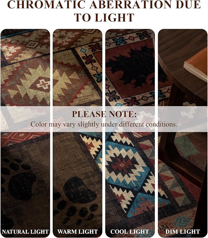 YIHOUSE Rustic Cabin Area Rug 5x7, Machine Washable Lodge Bear Rug, Non-Slip - Image 4