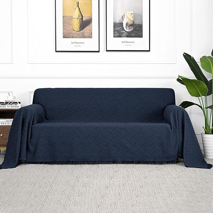 MYSKY HOME Navy Sofa Cover, Sofa Slipcovers, Sofa Throw Cover by MYSKYHOME