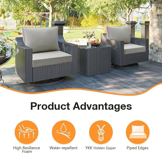Sunbrella Outdoor Patio Chair Cushions Set, Water-Repellent, Fade Resistant - Image 3