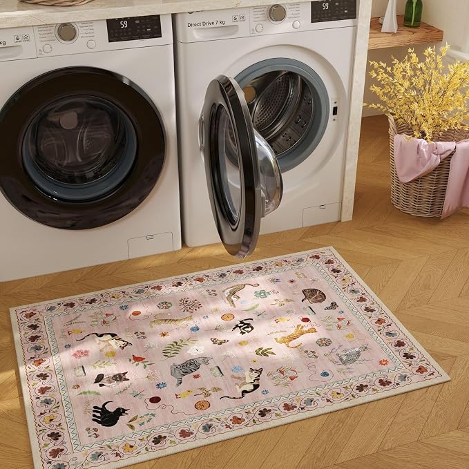 Rugcomf Door Mat Indoor Entrance 2x3 Rug Machine Washable Boho Floral Animal - Image 5