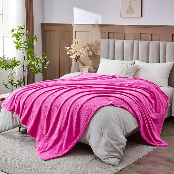 NEWCOSPLAY Super Soft Queen Blanket Hot Pink Premium Silky Flannel Fleece by NEWCOSPLAY