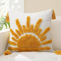 Adabana Boho Decorative Throw Pillow Covers 18x18 Tufted Yellow Sun Sunshine by Adabana