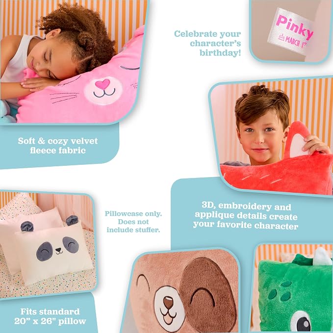 Saint Eve Kids Pillow Pals Fuzzy Pillow Case, Cute Animal Friends Soft Pillow - Image 5