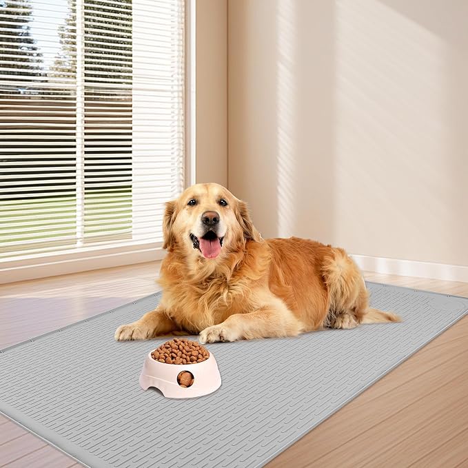 Dog Food Mat, Extra Large 40" x 28" Silicone Pet Feeding Mat - Image 6