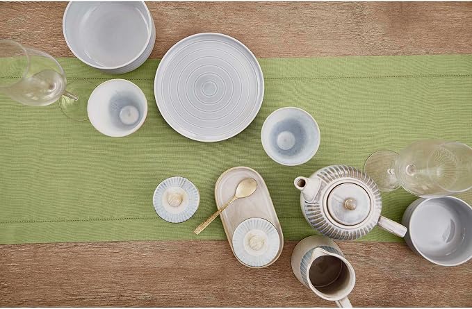 Solino Home Linen Moss Green Hemstitch Table Runner 36 Inches - Image 3