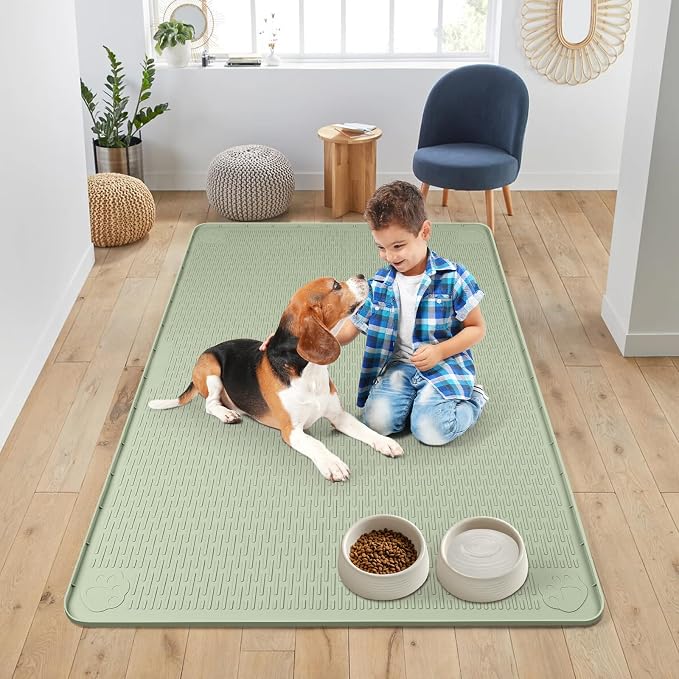 Dog Food Mat, Extra Large 50" x 35" Silicone Pet Feeding Mat - Image 6