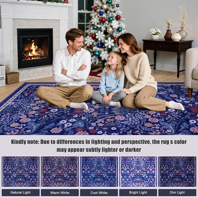 Area Rug Living Room Rugs: Floral 5x7 Washable Rug Vintage Soft Boho Non-Slip - Image 9