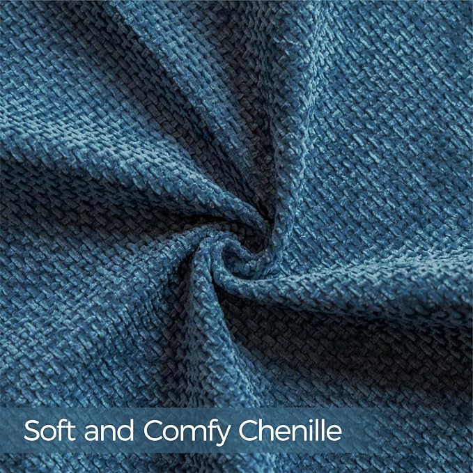 a moment Ocean Blue Chenille Throw Pillow Covers 22x22 Inch Pack of 2 Modern - Image 3