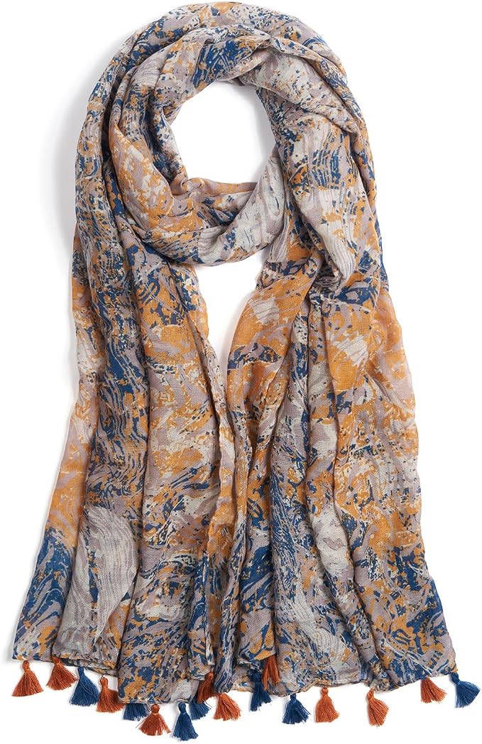 Scarf for Women Lightweight Soft Floral Leopard Printed Scarves Fall Winter by QIUTIMIY