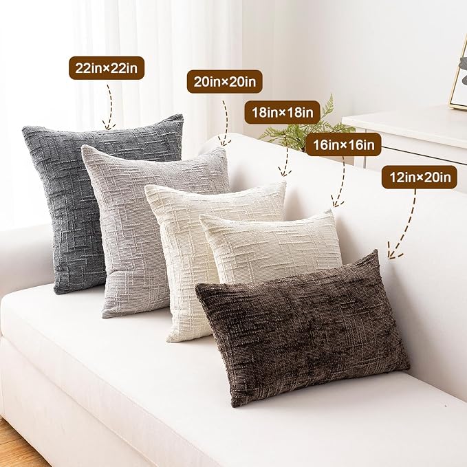 Decorative Throw Pillow Covers 20x20 Inch Set of 4, Soft Solid Farmhouse - Image 5