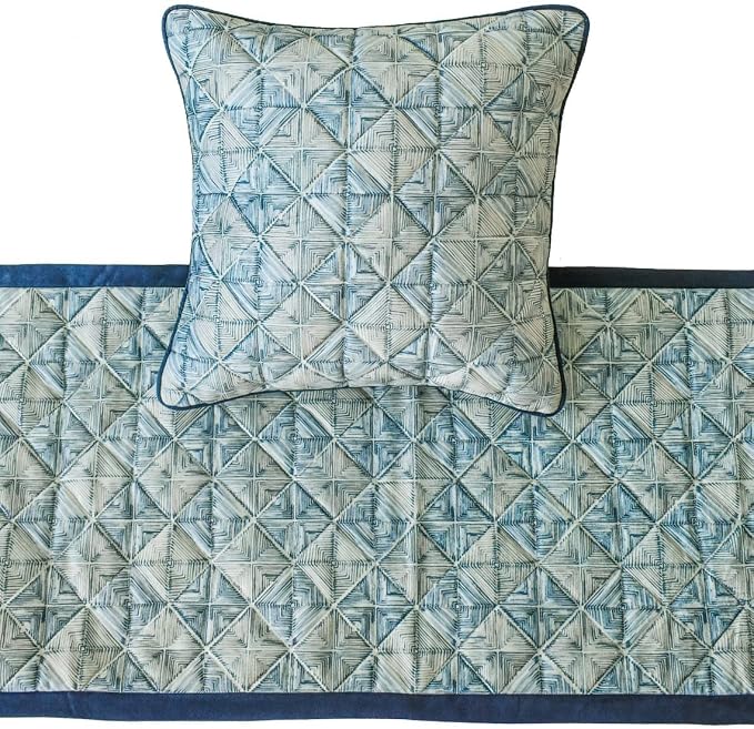 The HomeCentric King/Queen/Twin Blue Designer King 90"x18" Bed Runner - Image 2
