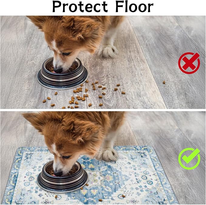 Pet Food Mats for Floor, Absorbent Dog Mat for Food and Water Dispenser Mat - Image 4