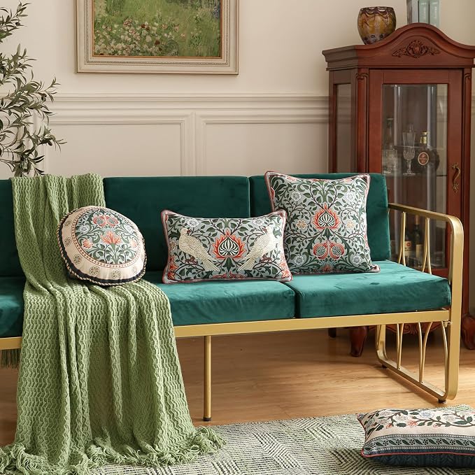 ISAENNE Design Square Retro Elegant Linen Throw Pillow Covers 18"x18" Pack of 2 - Image 7