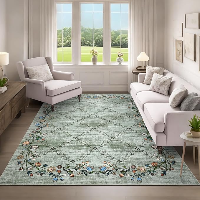 Garveehome 5x7 Washable Floral Area Rugs by GarveeHome