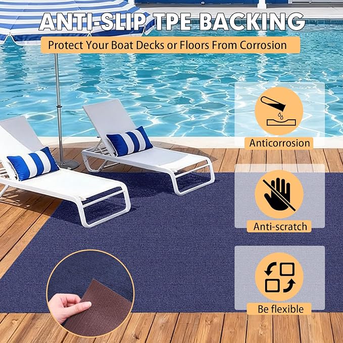 Marine Carpet, 5 FT x 20 FT Deep Blue Indoor Outdoor Rug 0.2" Thick Boat - Image 5