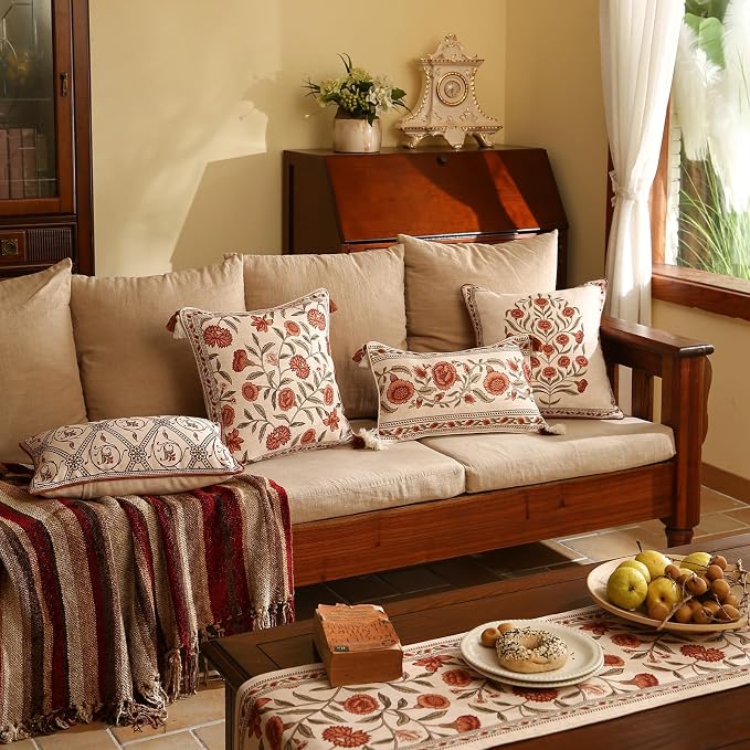 ISAENNE Design Linen Rectangle Vintage Throw Pillow Covers 12"x20" Pack of 2 - Image 3