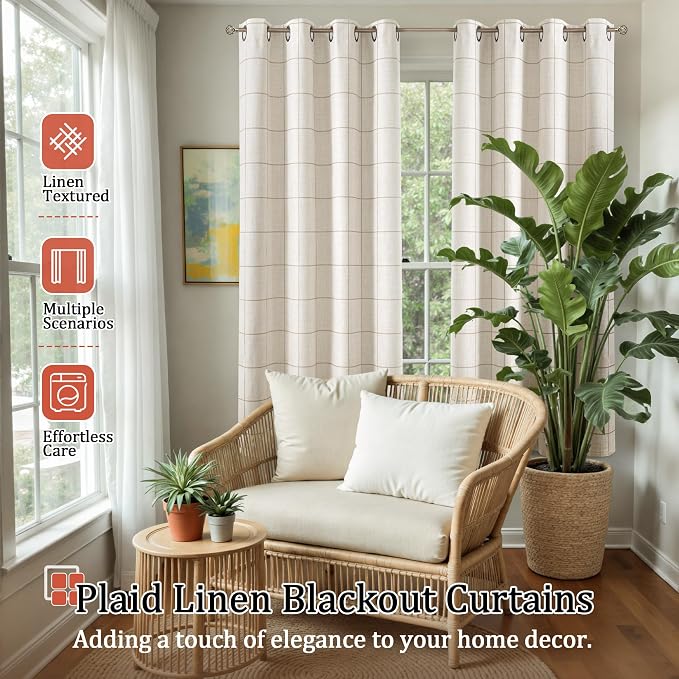 Linen Blackout Curtains 63 Inches Long - Image 2