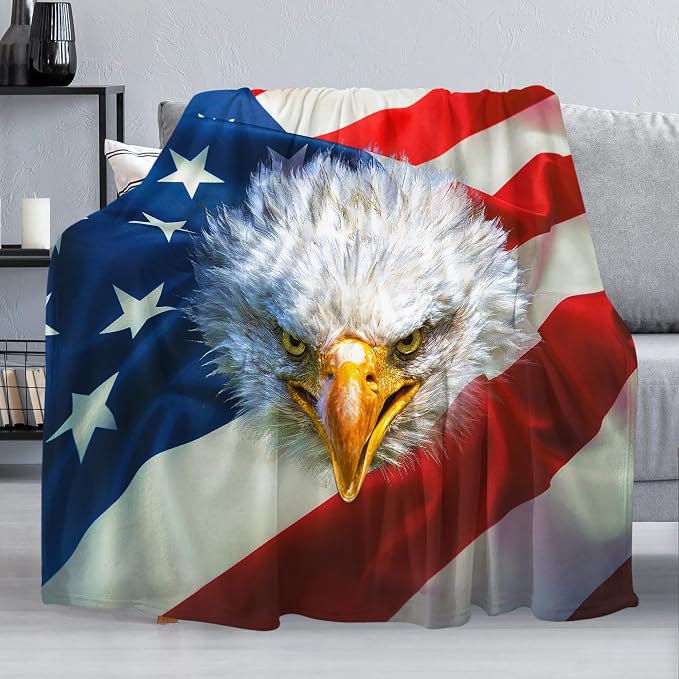 American Flag Throw Blanket for Couch, Super Soft Fuzzy Throws Warm Comfortable by Dtccet