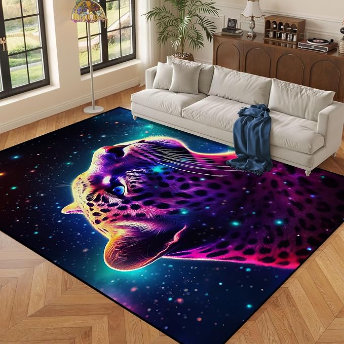 6' x 9' Galaxy Leopard Rug Fierce Panther Area Rugs - Image 6