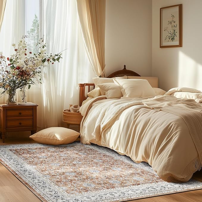 jinchan Floral 5x7 Area Rugs for Bedroom - Image 4