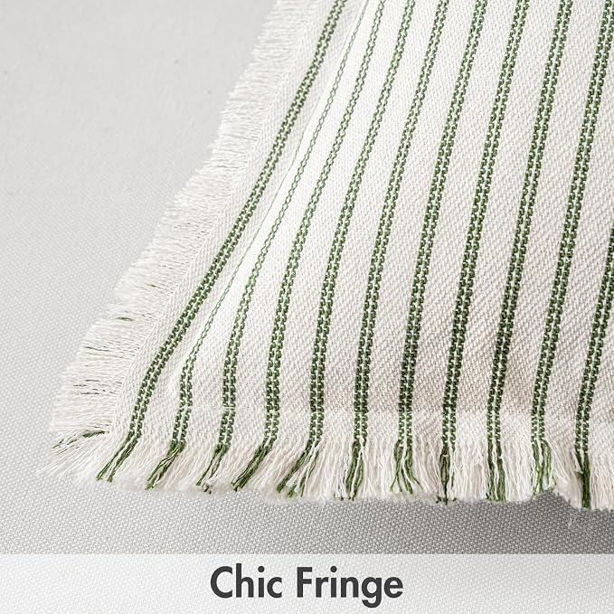 MIULEE Pack of 2 Olive Green Christmas Pillow Covers 18x18 Inch Striped - Image 2