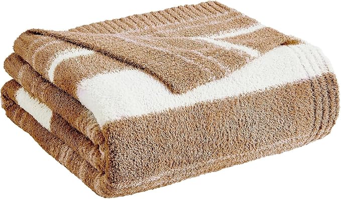 WRENGONGE Burnt Orange Throw Blanket, 50x70 Soft Cozy Striped Throw Blankets - Image 5