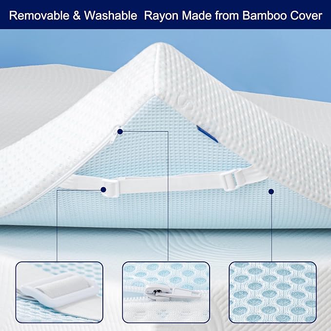Subrtex 2 Inch Mattress Topper Cover Mattress Topper Protector Bedding Rayon - Image 4