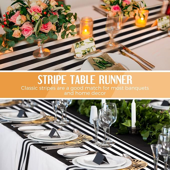 Striped Table Runner Polyester Decor Striped Design Modern Table Runner Elegant - Image 6