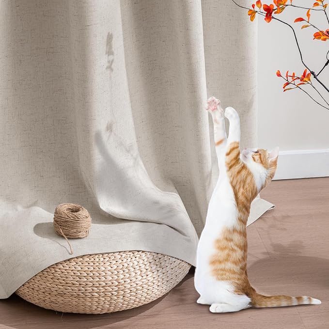 PrinceDeco Nature Linen Curtains 100% Back Out Curtains - Image 5