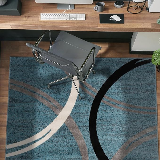 Rugshop Modern Wavy Circles Design Area Rug, Fade-Resistant Carpet - Image 9