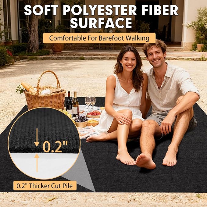 Marine Carpet, 5 FT x 20 FT Black Indoor/Outdoor Carpet, 0.2" Thick, Waterproof - Image 4