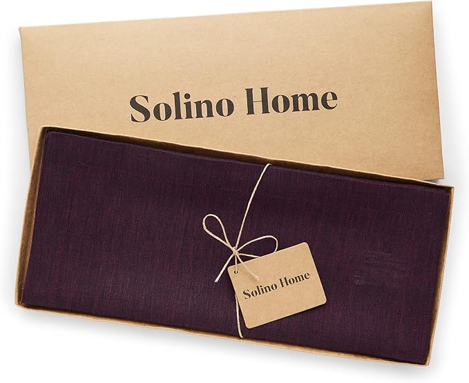 Solino Home Linen Chambray Burgundy Table Runner 144 Inches Long - Image 5