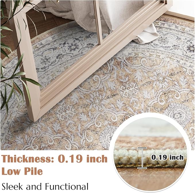 jinchan Round Rug 4ft Washable Circle Soft Rug - Image 6