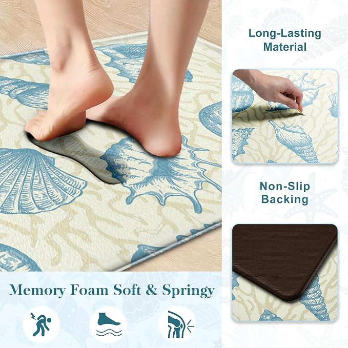 Kitchen Mats for Floor Cushioned Anti Fatigue Sets of 2 Beach Theme Kitchen - Image 5