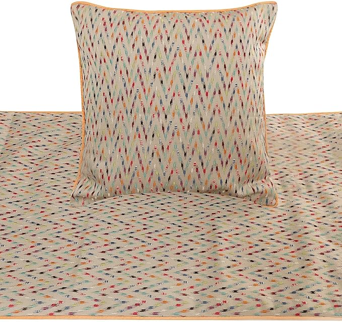 The HomeCentric King Queen Twin Beige & Multicolor Luxury King 90"x18" Bed - Image 2