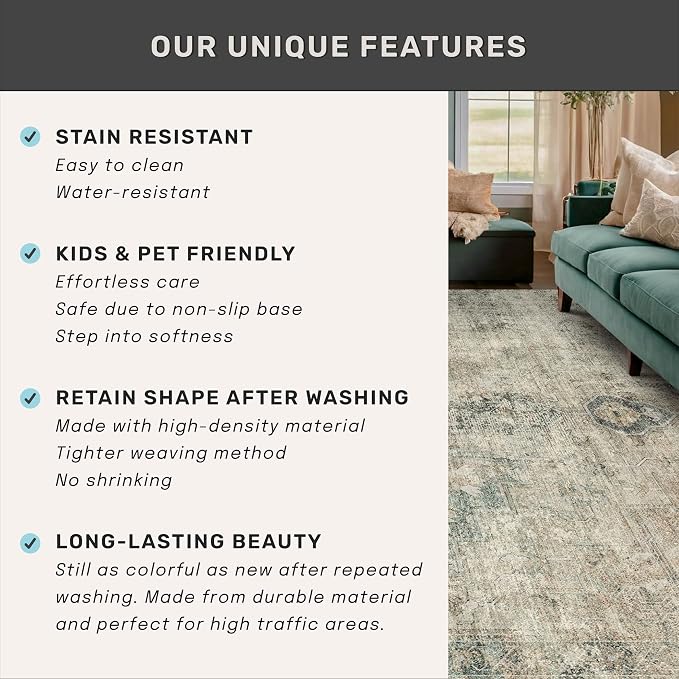 Tan and Moss Rugs for Dining Room - Image 7
