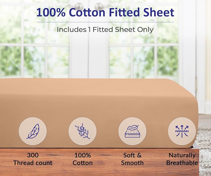 ROYALE LINENS 300 Thread Count 100% Long Staple Combed Cotton Fitted Sheet Twin - Image 3