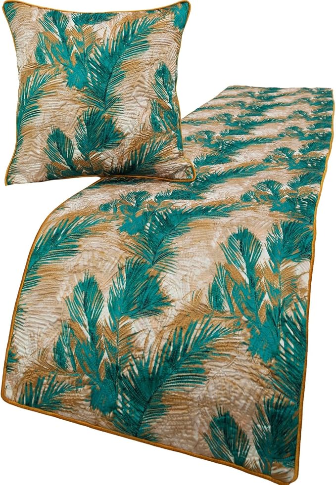 The HomeCentric King/Queen/Twin Green Decorative Queen 74"x18" Bed Runner by TheHomeCentric