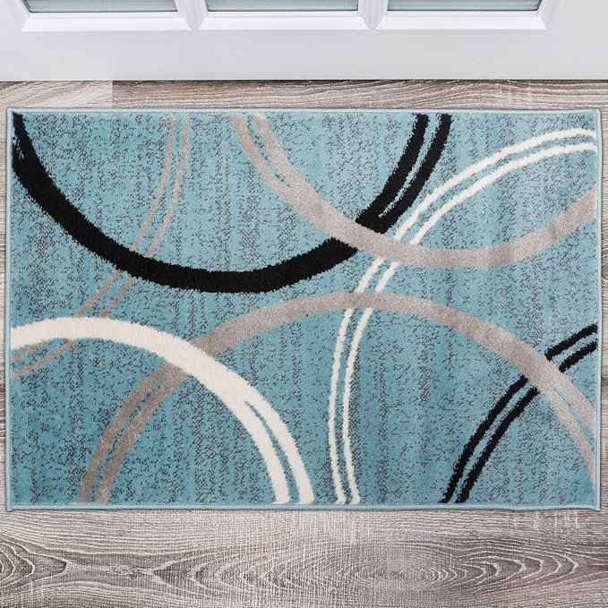 Rugshop Modern Wavy Circles Design Accent Rug, Carpet - Image 9