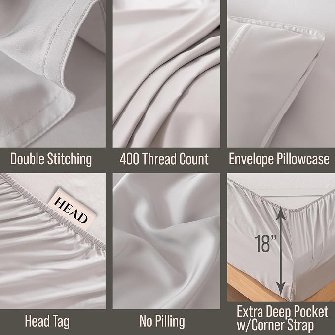 Bella Coterie 7 Piece Luxury Bamboo Viscose Split King Size Sheet Set | 2 - Image 4
