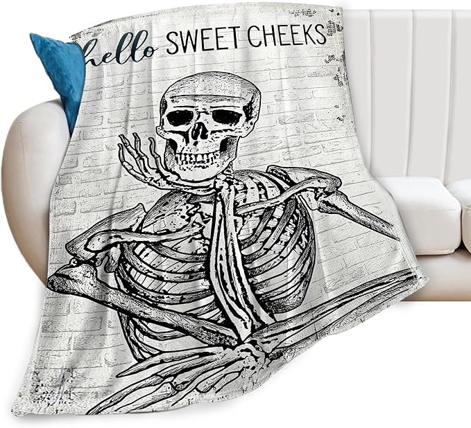 Funny Skull Throw Blanket by citari