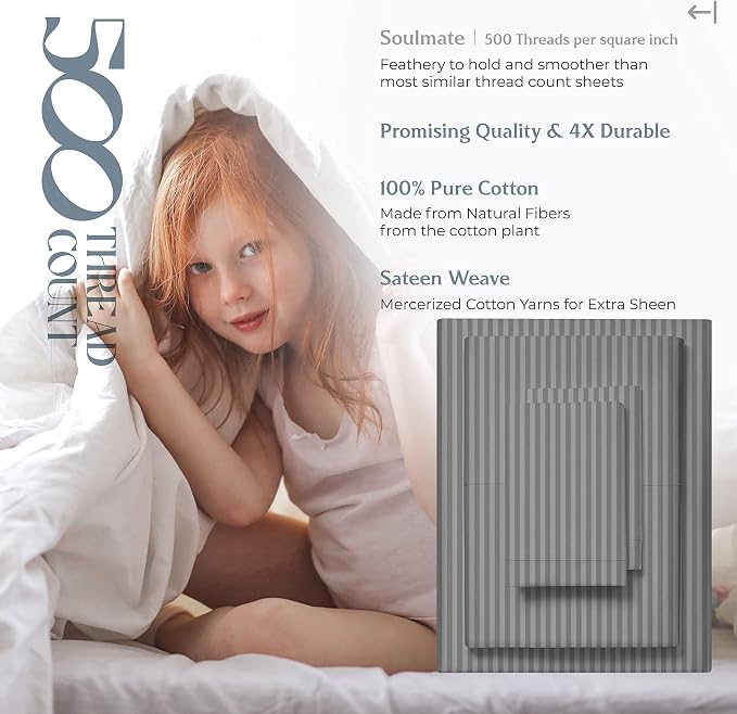 Mayfair Linen 100% Cotton Striped Sheets Full Size Bed Set - Image 6