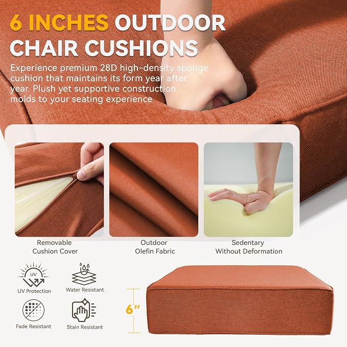 6" Thick Outdoor Chair Cushions - Image 5