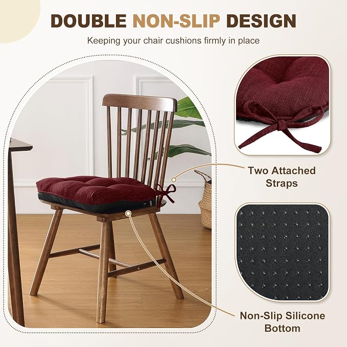 downluxe Indoor Chair Cushions for Dining Chairs, Tufted Overstuffed Textured - Image 4