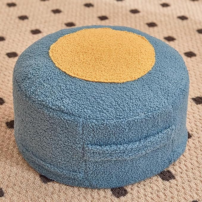 Round Pouf Ottoman Foot Rest, Stuffed Floor Pouf Foot Stool by Unknown