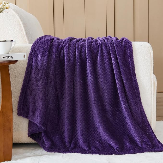 NEWCOSPLAY Super Soft Throw Blanket Dark Purple Premium Silky Flannel Fleece - Image 2